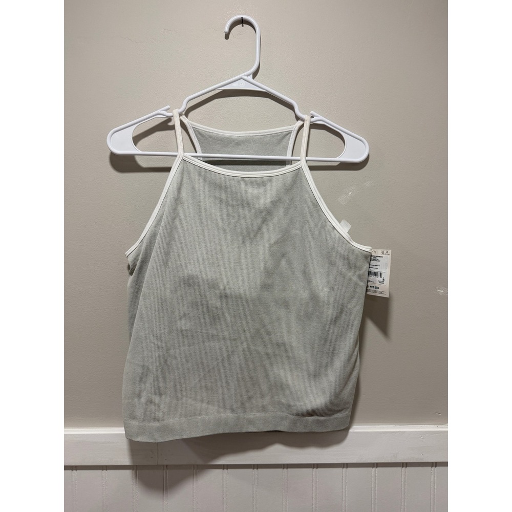 DSG Ribbed Crop Top Shelf Bra Low Impact Casual Workout Women Size XXL Gray NWT